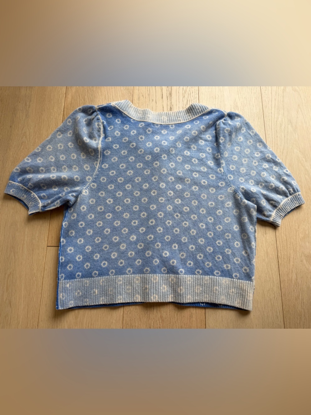 Free People Isla Patterned Cardigan Blue Wool Cashmere Knit BNWT Size L 💙🩵💙🩵 - Picture 10 of 12